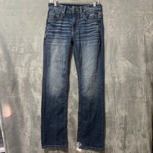 BKE Jake Men's Straight Fit Jeans Size 29x34 Medium Wash Stretch Denim Whiskery
